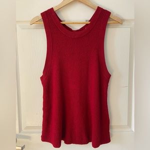 Red Sweater Tank with Button Back Detail
